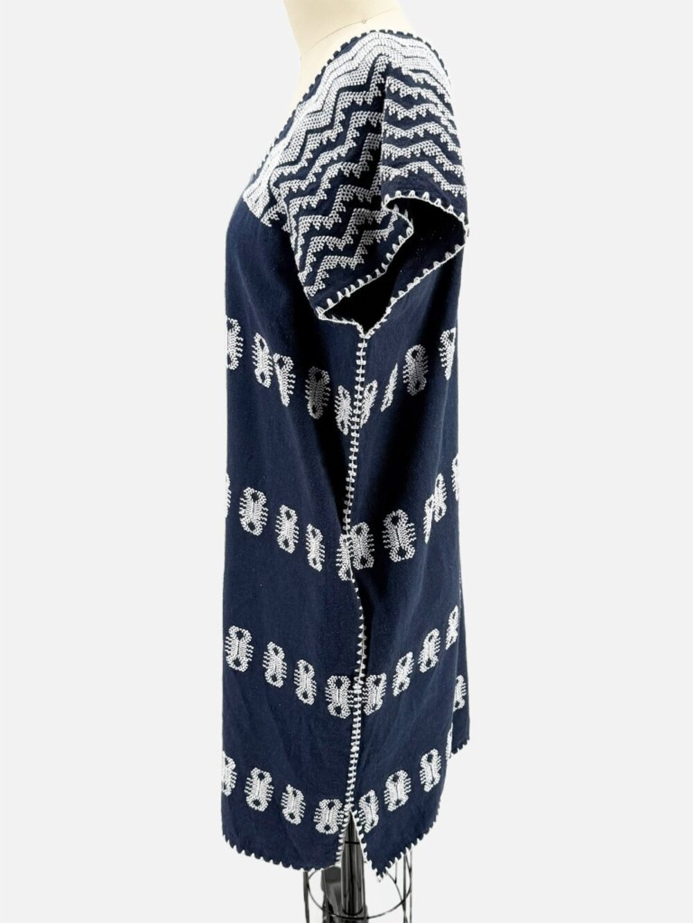 Pippa Holt Kaftan No.120 Single panel mini kaftan navy white vaca breathable O/S - Picture 6 of 10